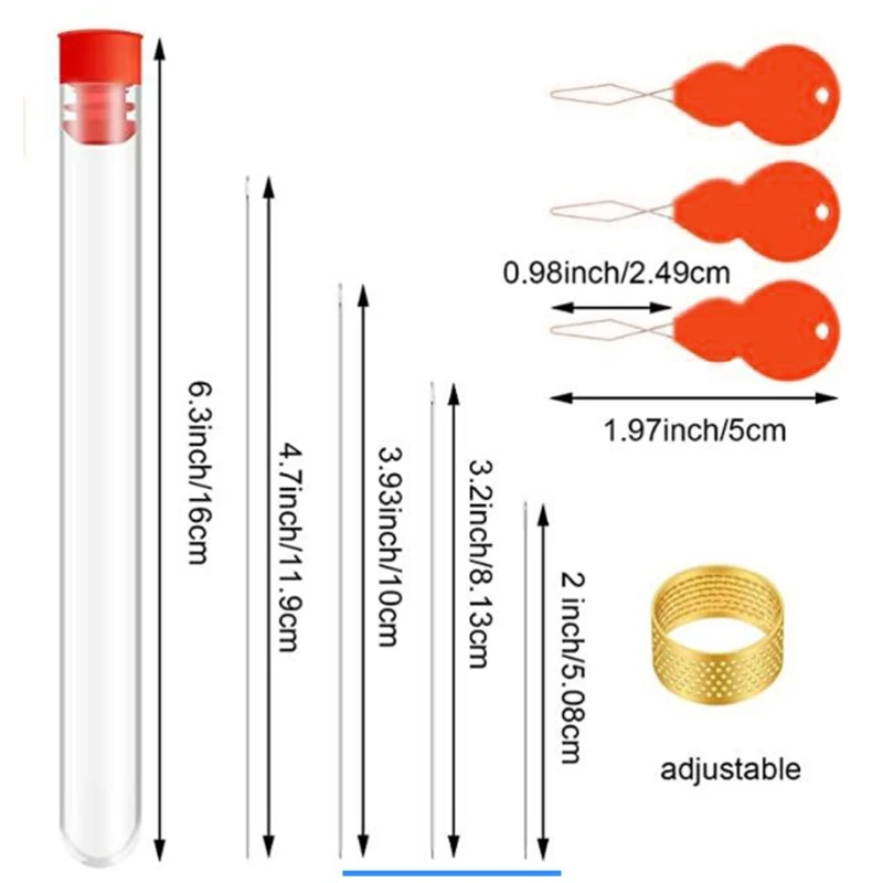

65 Pieces Beading Needles Set 4 Sizes Long Straight Beading Embroidery Needles with Storage Tube Threader and Thimble