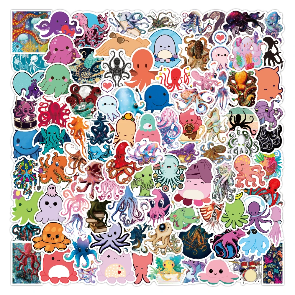 

50PCS Cartoon Animal Octopus Squid Kids Graffiti Stickers Luggage Suitcase Motorcycle Trolley Case Laptop Skateboard Waterproof