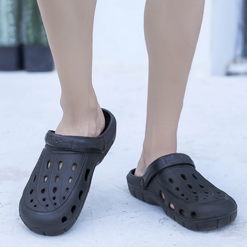 Унисекс хорошее качество 2020 мужские сандалии обувь с прорезями резиновые сабо