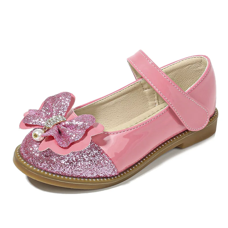 

Children Crystal Dancing Bowtie Sandals Steve Women Flat Loafers Cinderella Princess Wedding Kids Girls Glitter Mary Jane Shoes