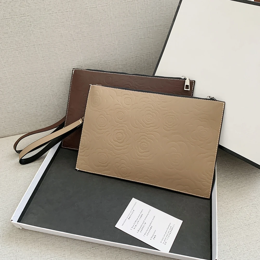 

Fashion Women Flower Plaid Embossing PU Leather Solid Color Wristlet Bag Casual Ladies Small Handbags Pouch