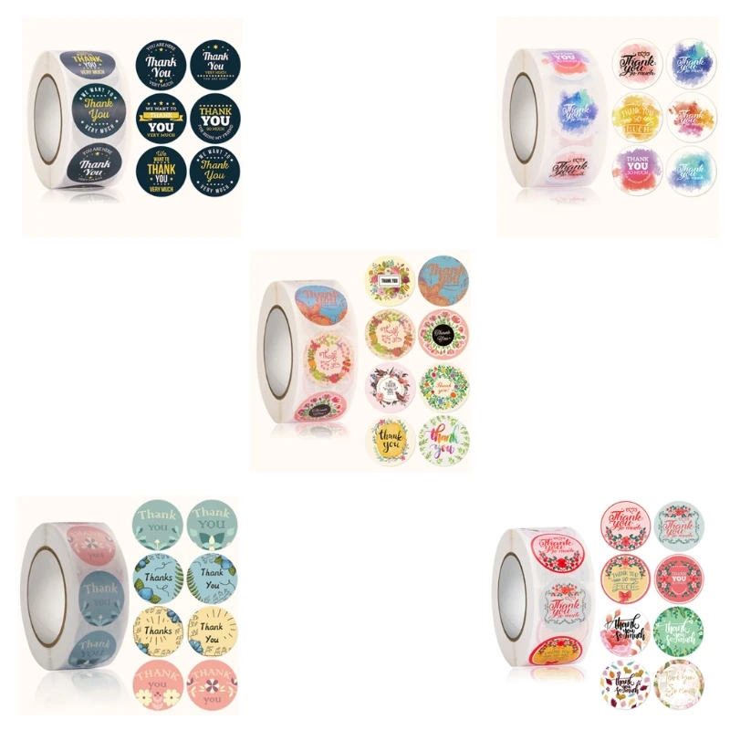

500pcs Thank You Stickers Flower Thanks Seal Labels for Small Business Owners Sellers Baking Packaging Stationery Decoration