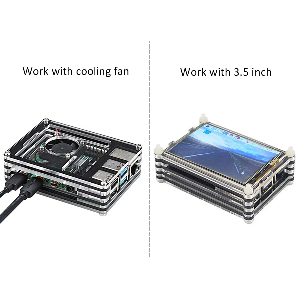New release official raspberry pi 4 model b 2GB kit with 3.5 Inch Touch Screen Display 480x320 LCD and 9 Layers Case+ heatsink | Компьютеры
