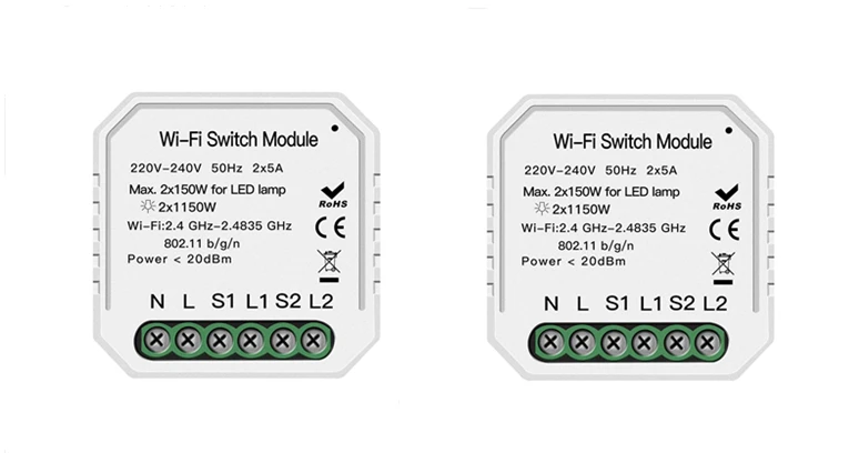 2 WiFi переключатель мини релейный модуль Tuya приложение огни на дистанционном управлении Голосовое управление с Google Home Amazon Alexa Echo iftt - Комплект: 2