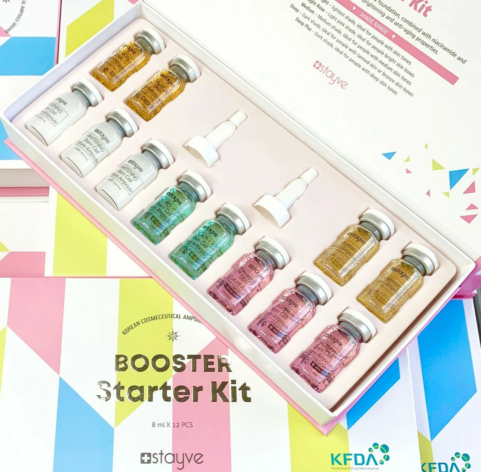 

12 vials Korean Cosmetic Dermawhite BB Cream Glow Beginner Starter Kit Stayve Liquid Foundation For Skin Whitening Brightening