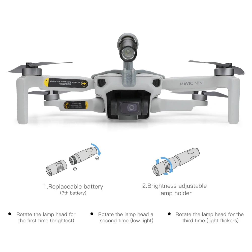 Mavic drone LED lights Night Flight Searchlight CRRE-Q5 Flashlight Use the AAA battery for dji mavic mini Accessories | Электроника