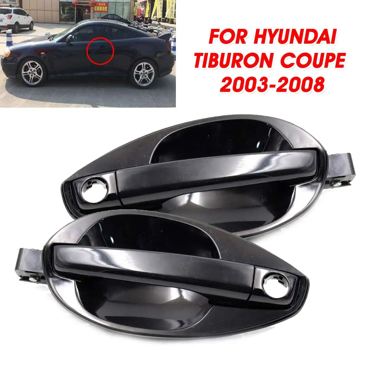 

Autoleader 1Pair Car Rear Front Left Right Outside Door Handle Trims Black For Hyundai Tiburon 2003-2008 82650-2C000 82660-2C000