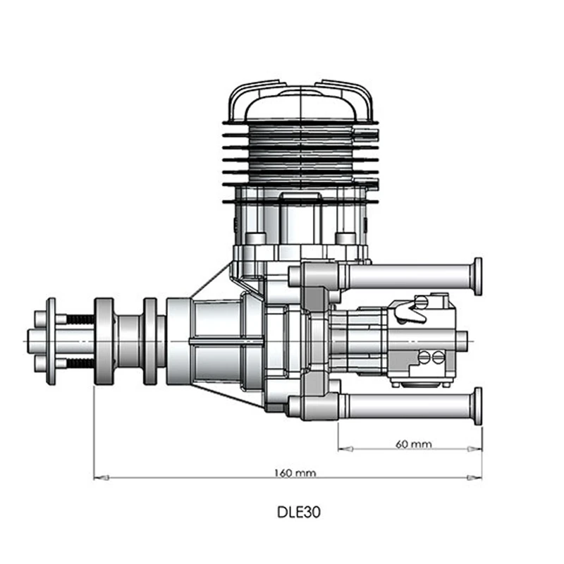 

Engine DLE30 30CC Single Cylinder Two-Stroke Side Exhaust Air-cooled Hand Start With Ignition and Exhaust Pipe For RC Airplanre