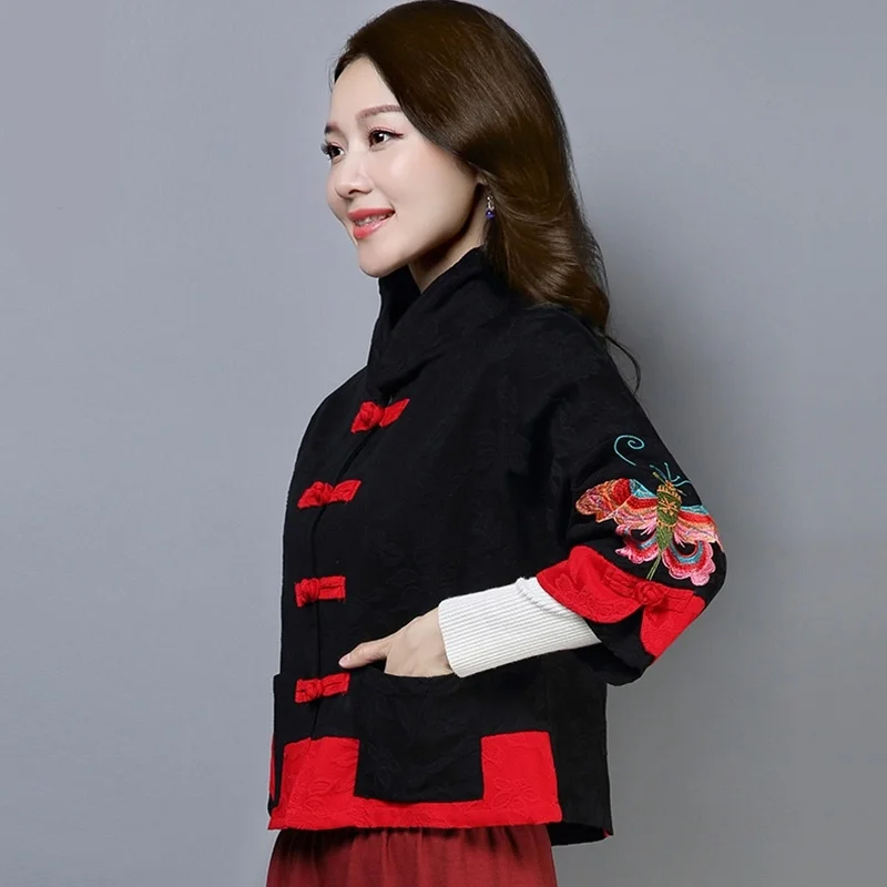 Традиционная китайская одежда Женский чонсам короткая куртка с вышивкой модная