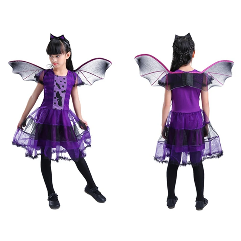 Детское летнее платье с коротким рукавом для девочек Хэллоуин косплей маленький