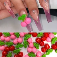 20pcs sweet cherry nail charm decals redpink trendy cute nail jewelry luxury 3d nail rhinestones nail art tips decoration