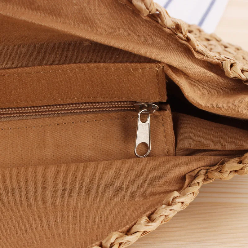 

Circular Straw Bag Beach Summer Rattan Women Shoulder Bags Large Capacity Tote Ladies Big Purses Shopper Color Matching Handbags