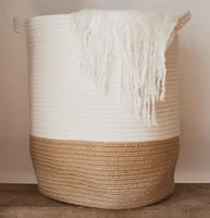 extra large woven storage baskets decorative blanket basket for living room pillows towels toys or nursery cotton jute rope