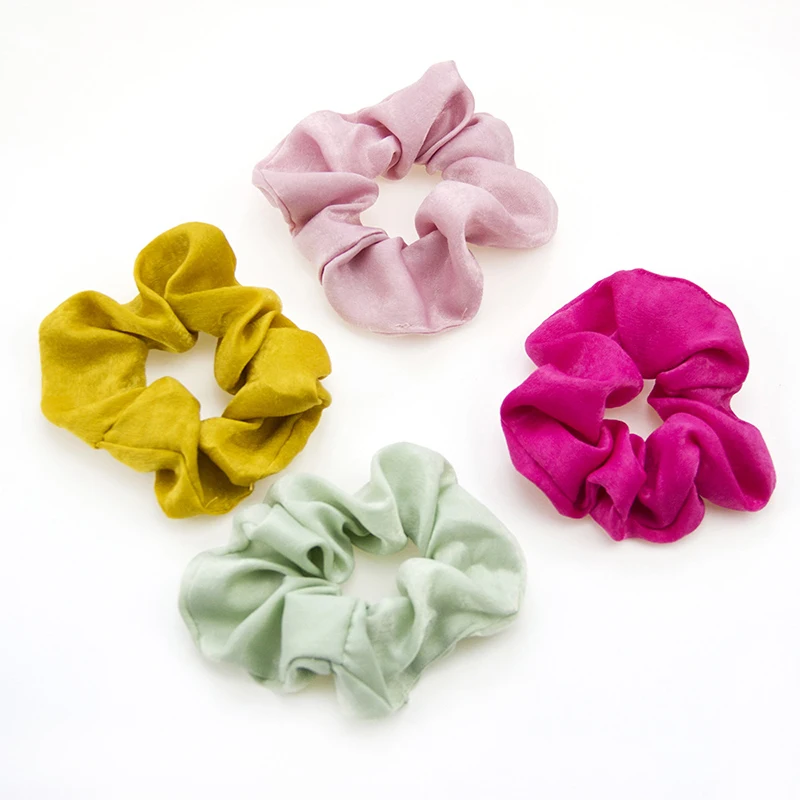 

Fashion Candy Color Satin Scrunchies Hair Ties Soft Elastic Hair Bands For Girls Hair Accessories Ponytail Holder Lady Headwear