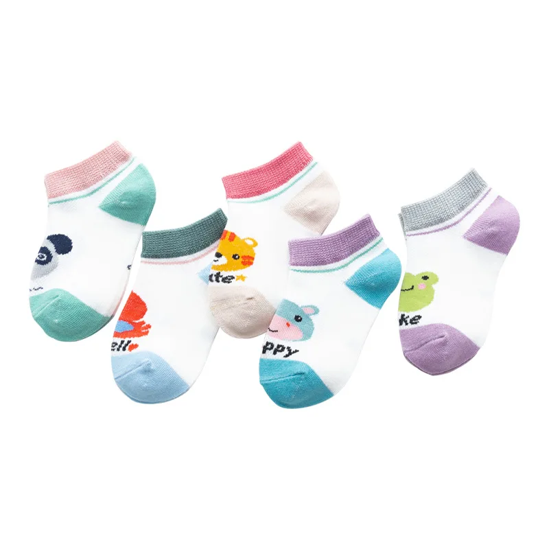 

5 Pairs Fashion 0-12 Years Baby Socks Summer Mesh Kids Cat Socks For Girls Seamless Socks With Animals Children's Socks Boys SO1