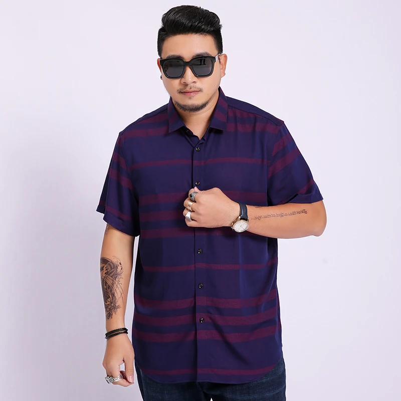 

2020 Summer New Men's Shirt plus Size Male Fashion Casual Striped Short Sleeve Shirt Brand Men's Clothing 5xl 6xl 7xl 8xl