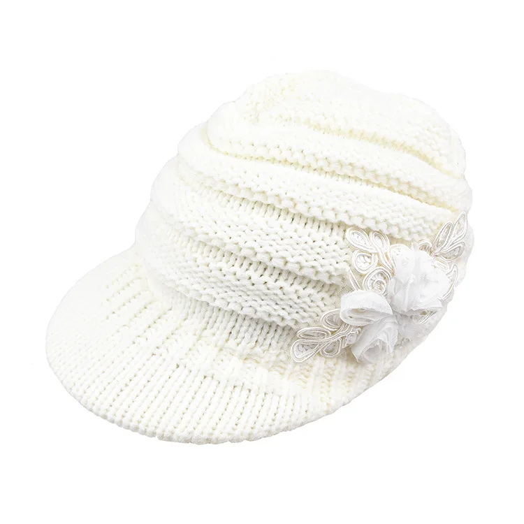 Женская зимняя вязаная шапка теплая для девушек с полосатыми цветами Теплая