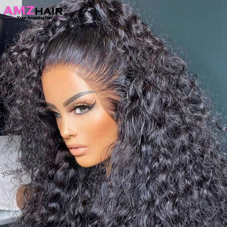 

30 Inch Long HD Transparent Deep Curly Wave Lace Front Wig Mongolian Human Hair Kinky Curly Frontal Wig For Women Pre Plucked