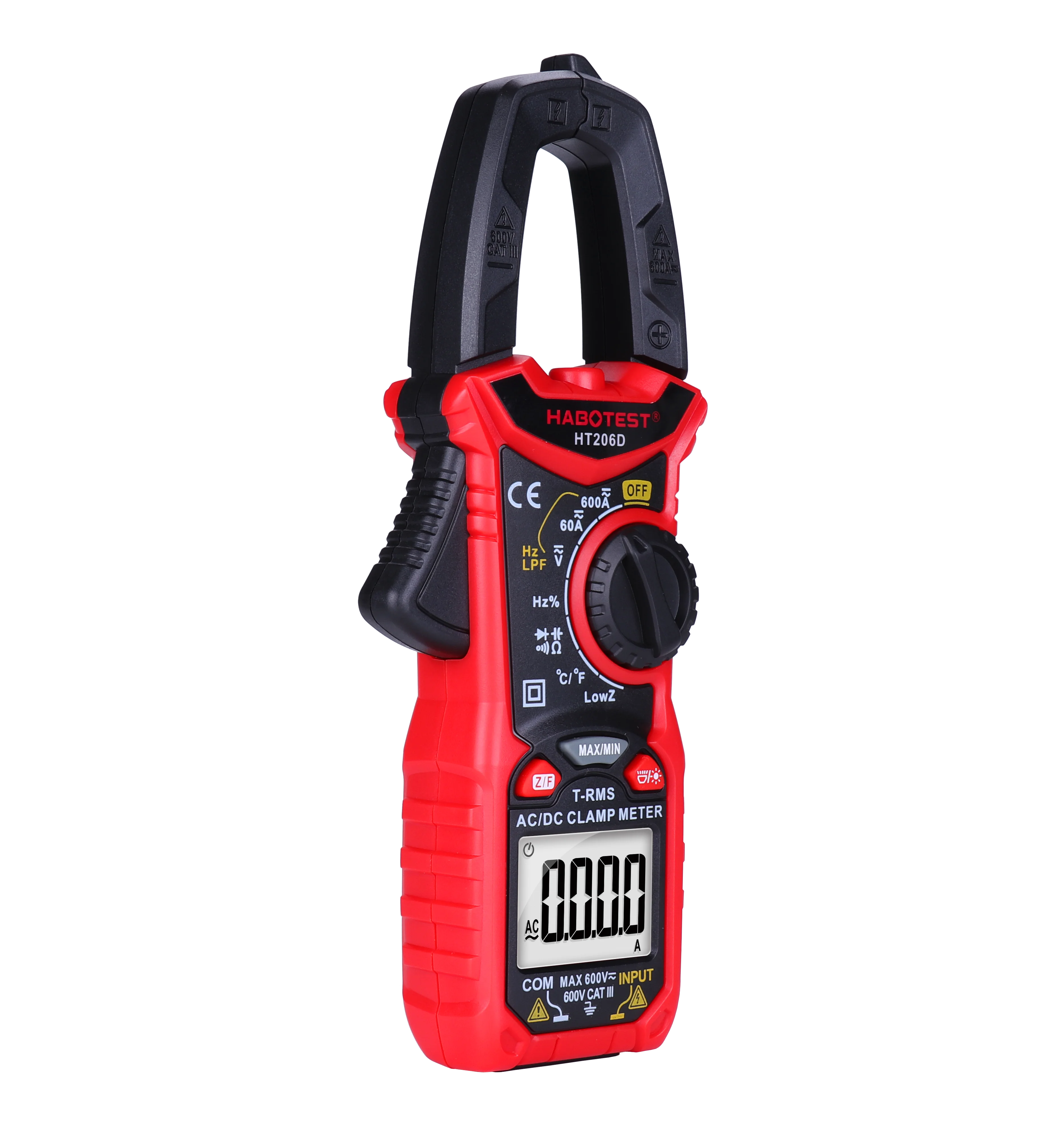 

Top Quality Habotest HT206D AC/DC Clamp Meter Multimeter 600v 6000A 6000Counts With 100mF Capacitance 10MHZ Frequency