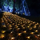 3x2 м светодиодный ная сетчатая гирлянда, 8 режимов, 24 В, Солнечная гирлянда, уличный Рождественский свет, Декоративная гирлянда, светильник ильник 192 светодиодный Светодиодная лампа с дистанционным управлением