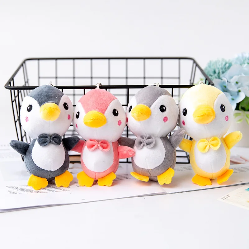 

cute Cartoon Little penguin in tie pendant funny plush doll baby bed bag decoration12cm Keychain Couples wedding christmase gift