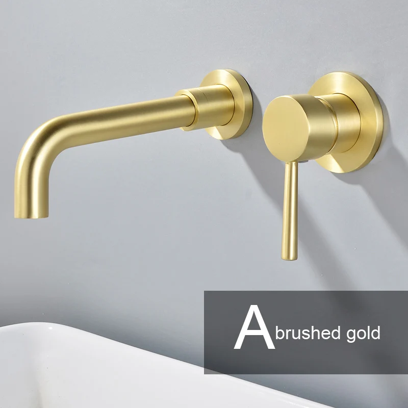 Черный матовый золотой хромированный настенный смеситель для раковины горячей и