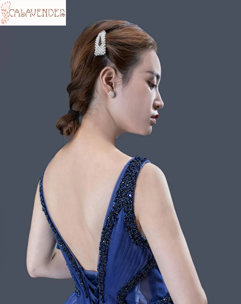 V-Neck Ball Gown Prom Dresses Contrast Color Beaded Evening Dresses Sleeveless Ruffle Tulle Robe De Soiree