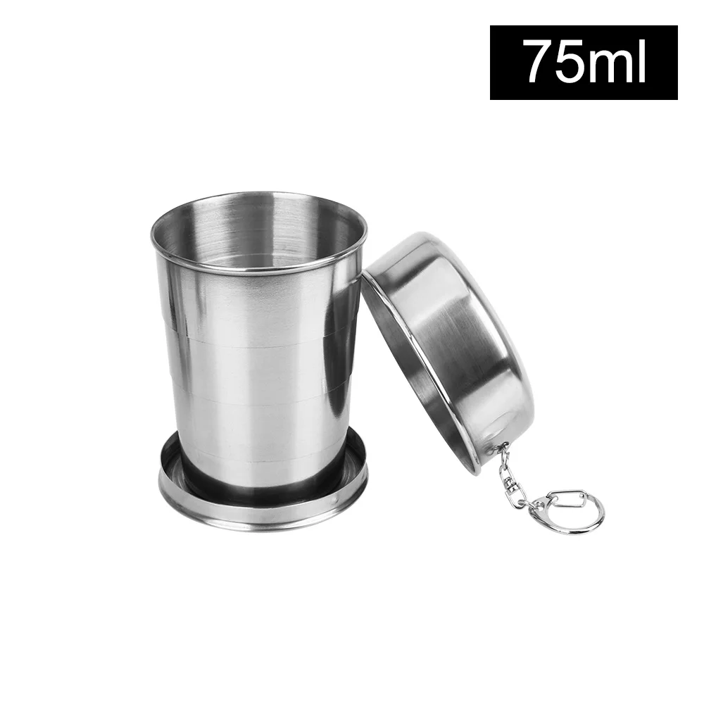 

75/140/240ml Retractable Stainless Steel Folding Cup For Outdoor Travel Camping With Telescopic Collapsible Cups Portable