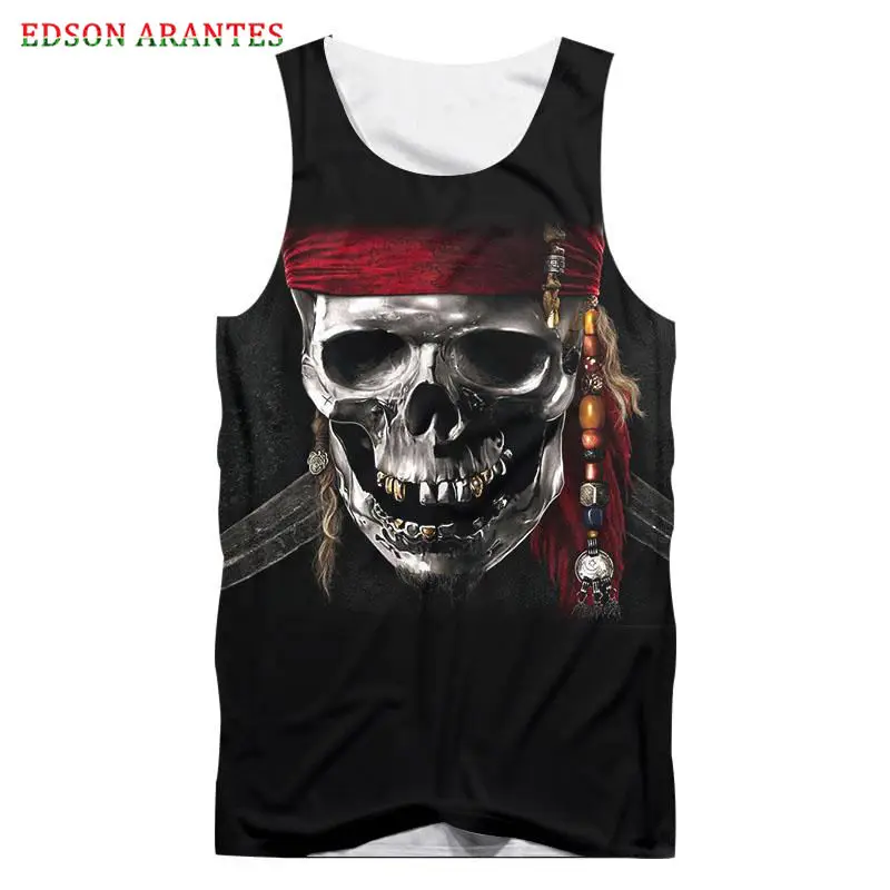 Жилет мужской/женский с 3D принтом пиратского черепа повседневная безрукавка