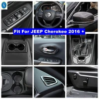 steering wheel gear box door handle bowl air ac lift button cover trim for jeep cherokee 2016 2021 carbon fiber accessories