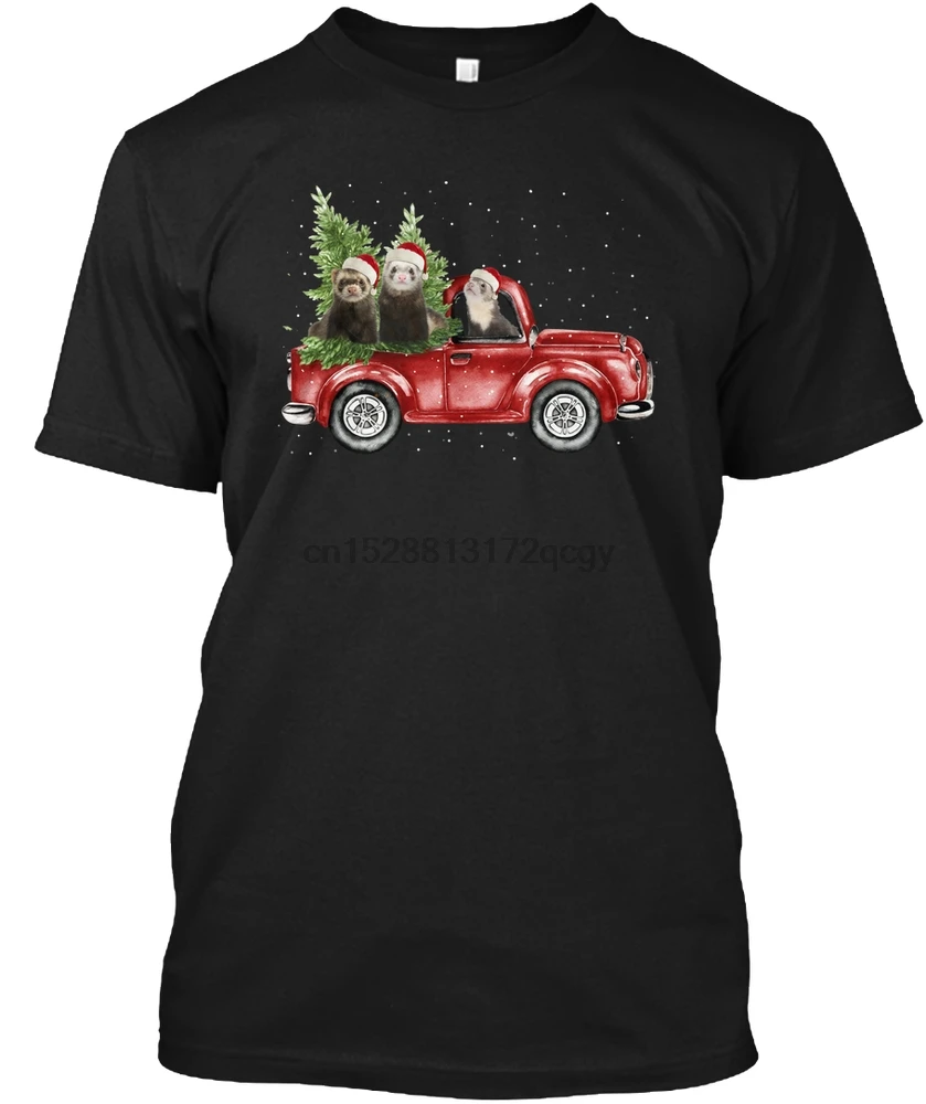 Мужская футболка с надписью Merry Christmas Ferret Riding Red Car женская футболка|Мужские