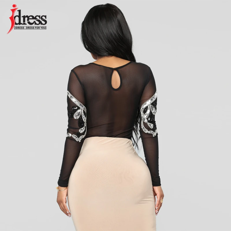 IDress, сексуальные топы, наряды для женщин, боди, Блестящие Блестки, боди, платье для выступлений ночного клуба вечерние, женский прозрачный сетчатый комбинезон