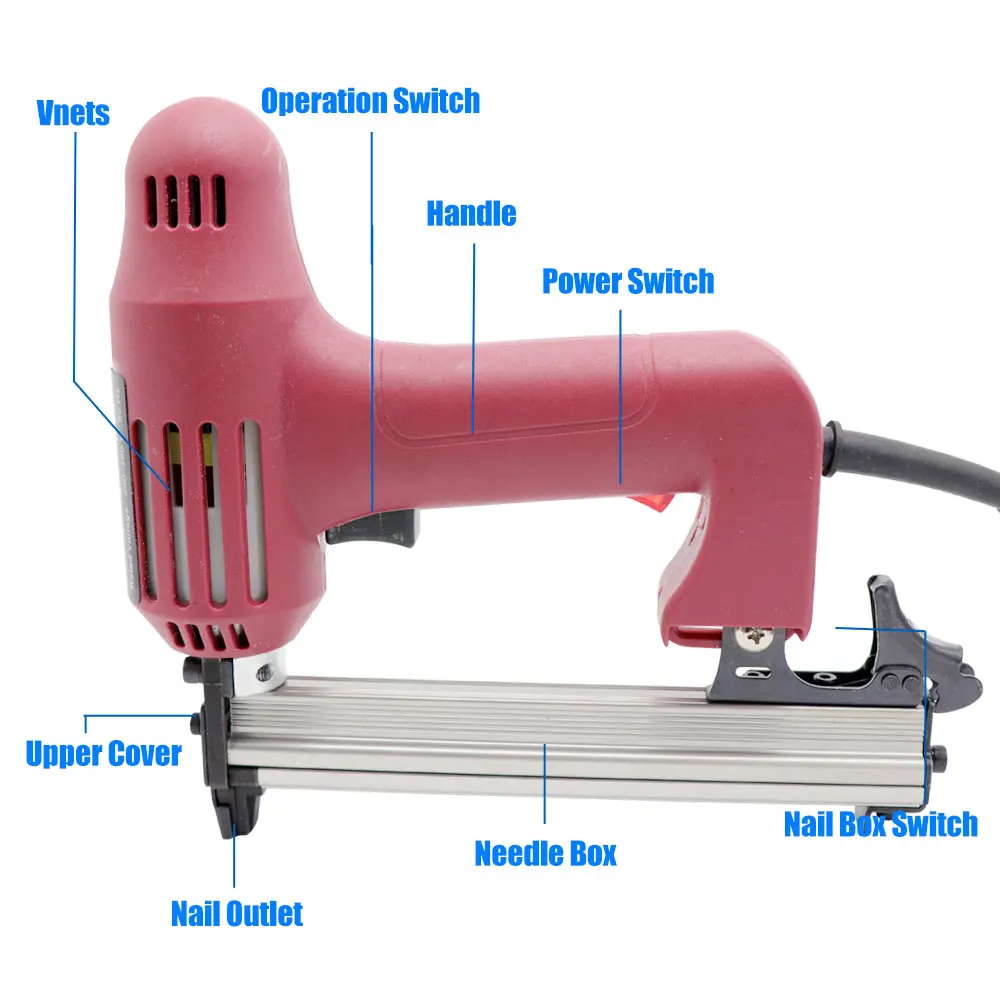 Гвоздильщик 1022J 220В Электрический скобы для ногтей пушки степлер мебель