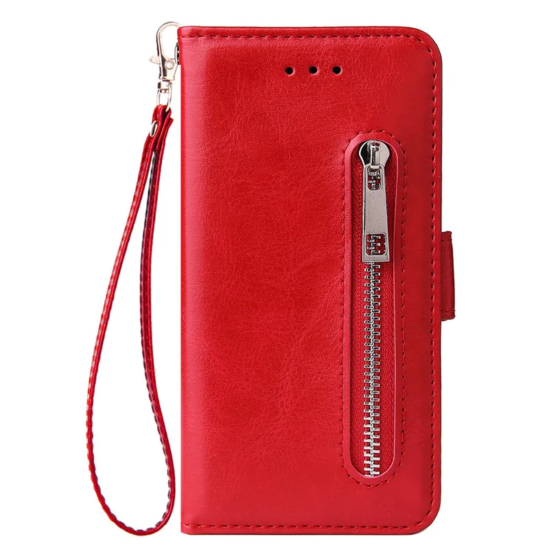 Red Flip Wallet Case For Samsung Galaxy A3 A5 A6S A8S A9 A10 A20 A30 A40 A50 A70 Leather Zipper Card Holder Stand Phone Cover - Цвет: Red