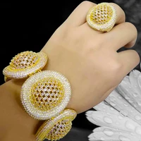 kellybola design luxury nigerian dubai big cubic zircon bangle ring jewelry sets for women wedding bridal jewelry accessories