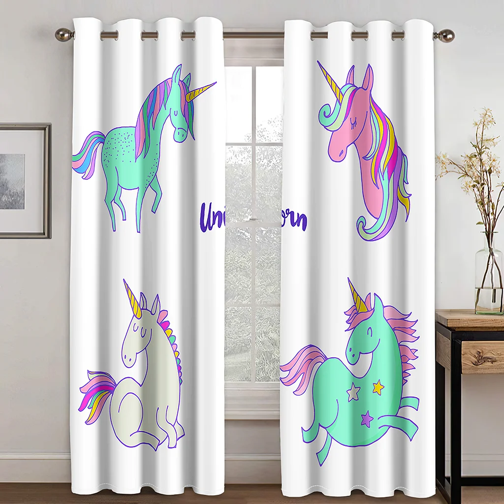 

3D-печать персонализированный рисунок единорога Детская Спальня Гостиная занавески на заказ набор для спальни с крючком аксессуары