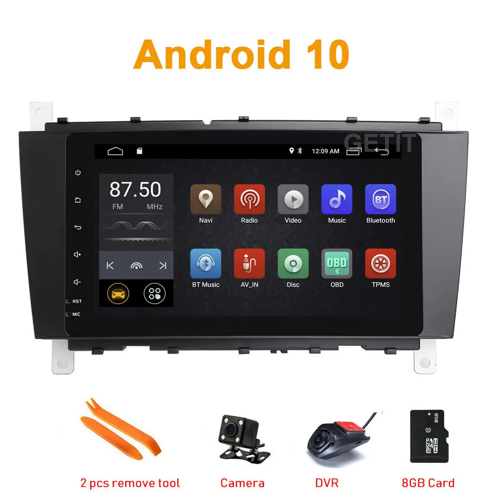 8 &quotAndroid 10 автомобильный радиоприемник стерео GPS навигация для Mercedes/Benz W203 W209 w222 A