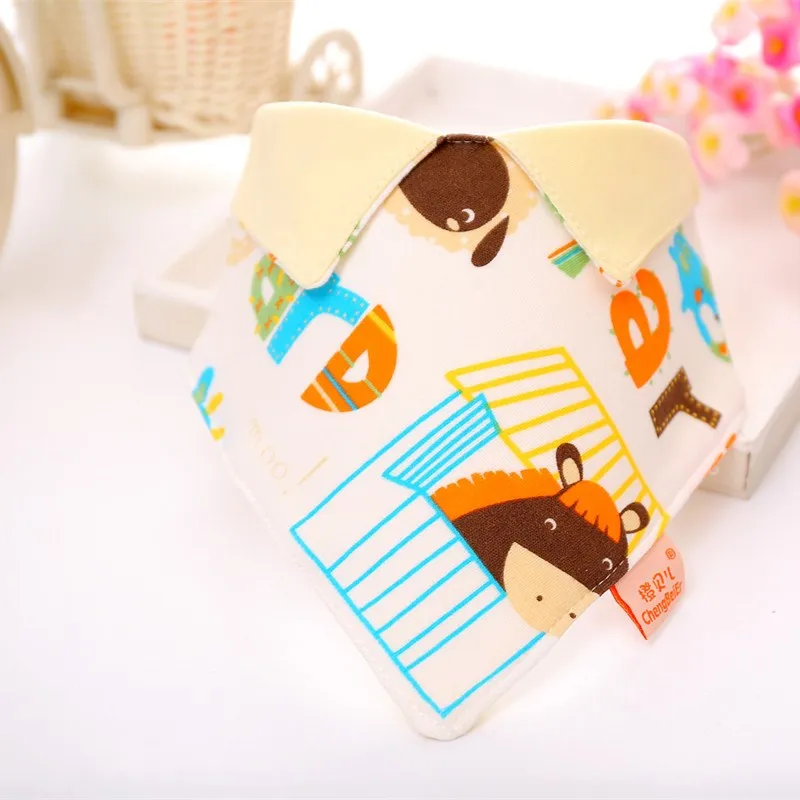 Baberos adorables para beb&eacute; reci&eacute;n nacido, accesorios de alimentaci&oacute;n, estampado de dibujos animados de animales, algod&oacute;n, solapa triangular, Bandana, novedad-2