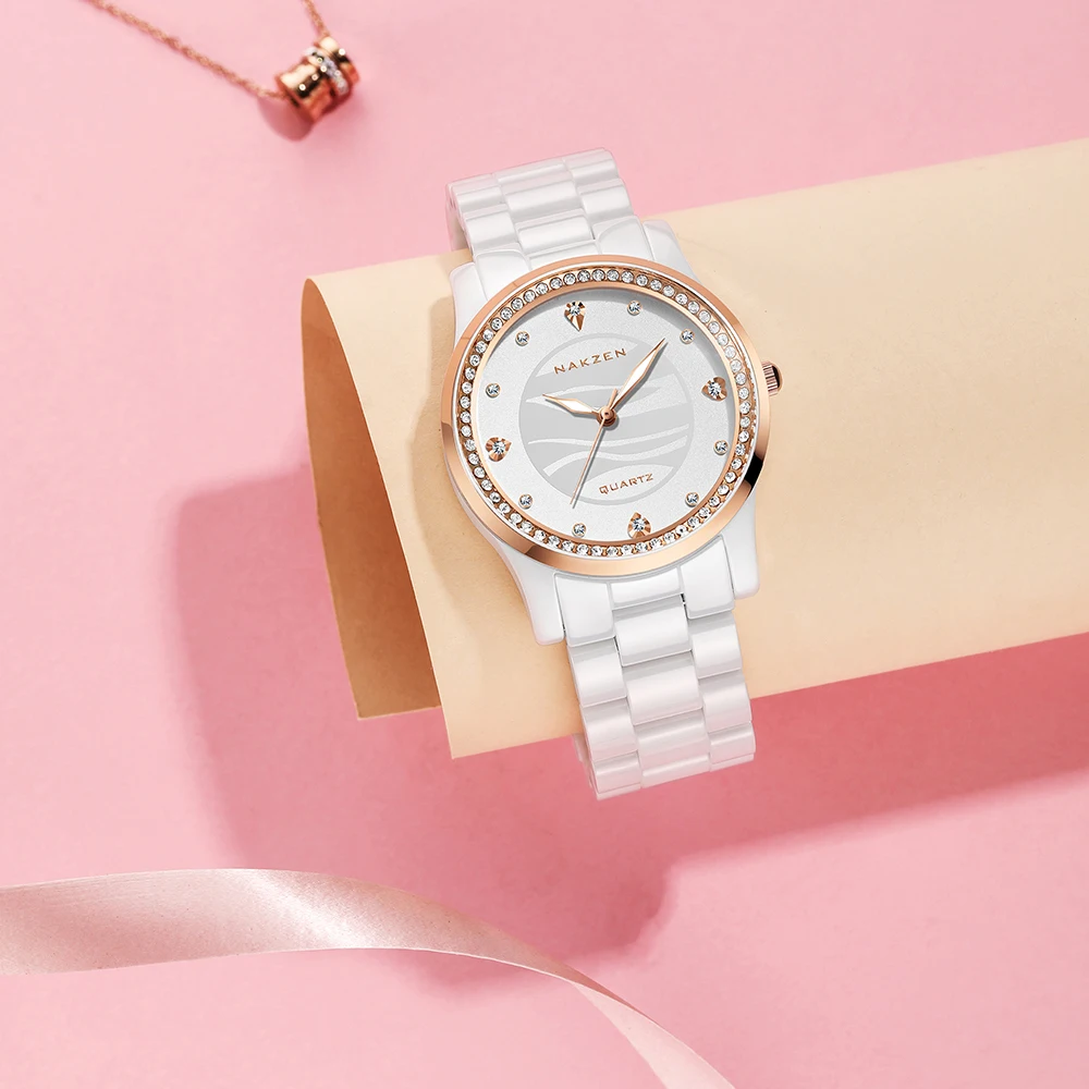 NAKZEN New Design Women Watches Elegant Ceramics Reloj Mujer Japanese Quartz Movement Clock for Ladies Luxury Relogio Feminino enlarge