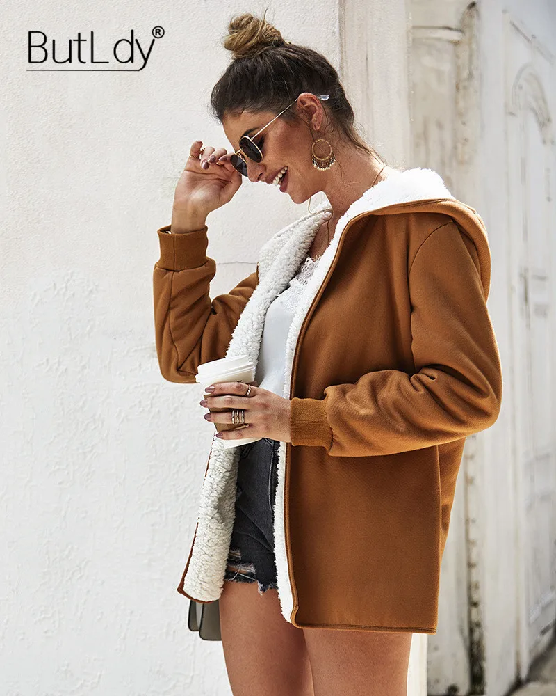 

Hooded Cardigan V-neck Grey Coat Women New Style Solid Color Short Wool Coat 2019 Autumn Winter Long Sleeve Woman Coats