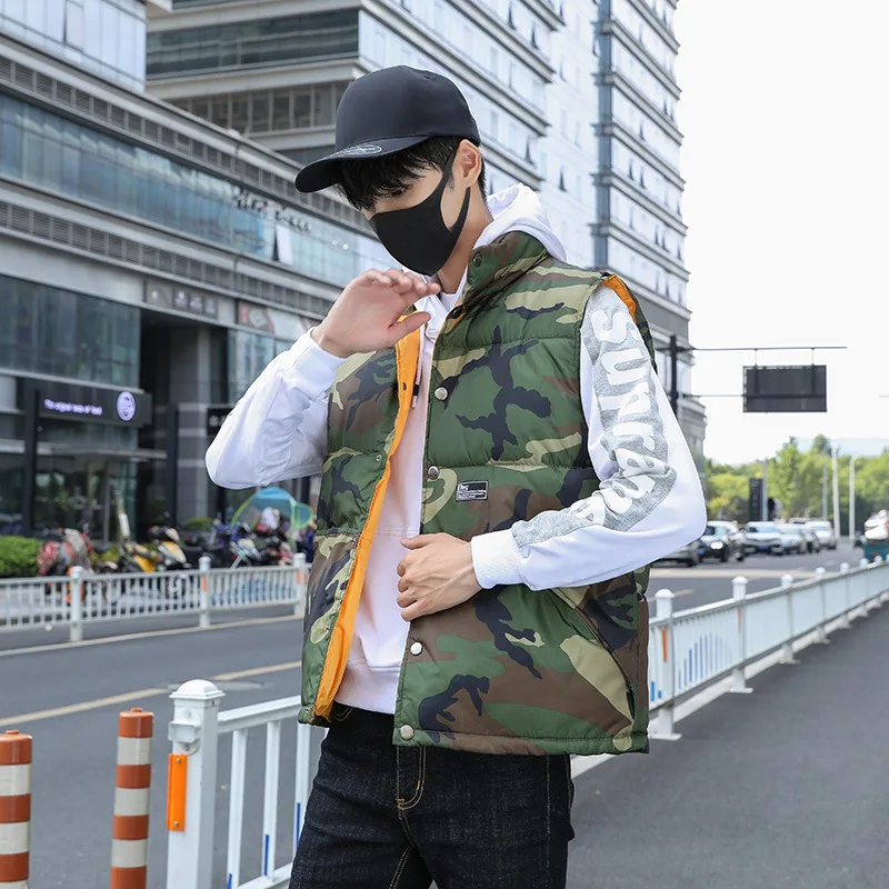 Камуфляжный зимний теплый хлопковый жилет без рукавов для мужчин детей осень