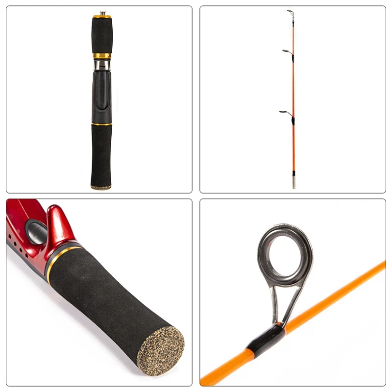 

52 см Ice удочки Портативный карман зима удочки комбо ручка Полюс приманки рыболовные снасти спиннинг литье жесткий стержень