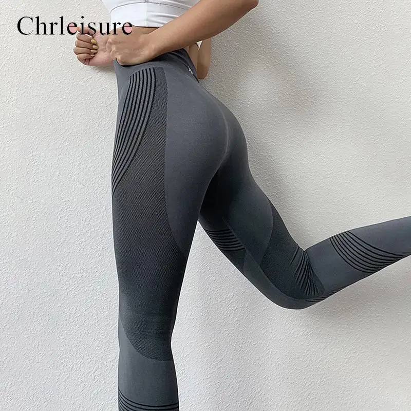 

CHRLEISURE Sports Leggings Women High Waist Elastic Leggings Running Sports Fitness Casual Leggings Women