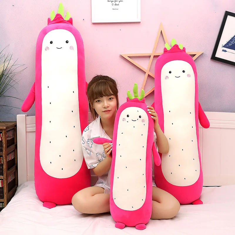 

Kawaii New Super Soft Long Dragon Fruit Plush Stuffed Pillows Plush Toy Bed Sleeping Cushion Food Girl Friend Doll Gift
