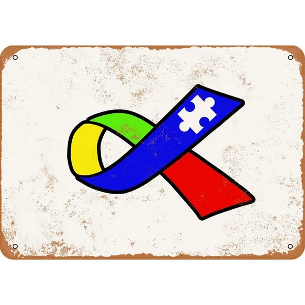 

Autism Ribbon Metal sign painting Poster Tin Sign Bar home wall Decoration art