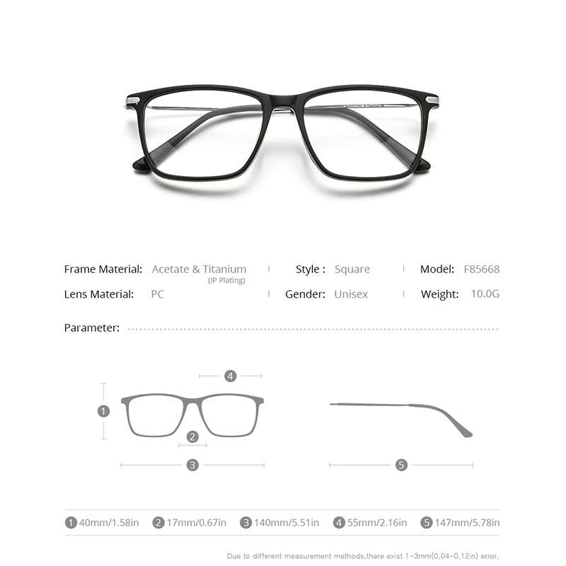 ФОНЕКС Оправа оптических очков Titanium для мужчин 2021 ретро-квадратные очки для дальнозоркости для женщин, ацетатные очки, модель F85668.