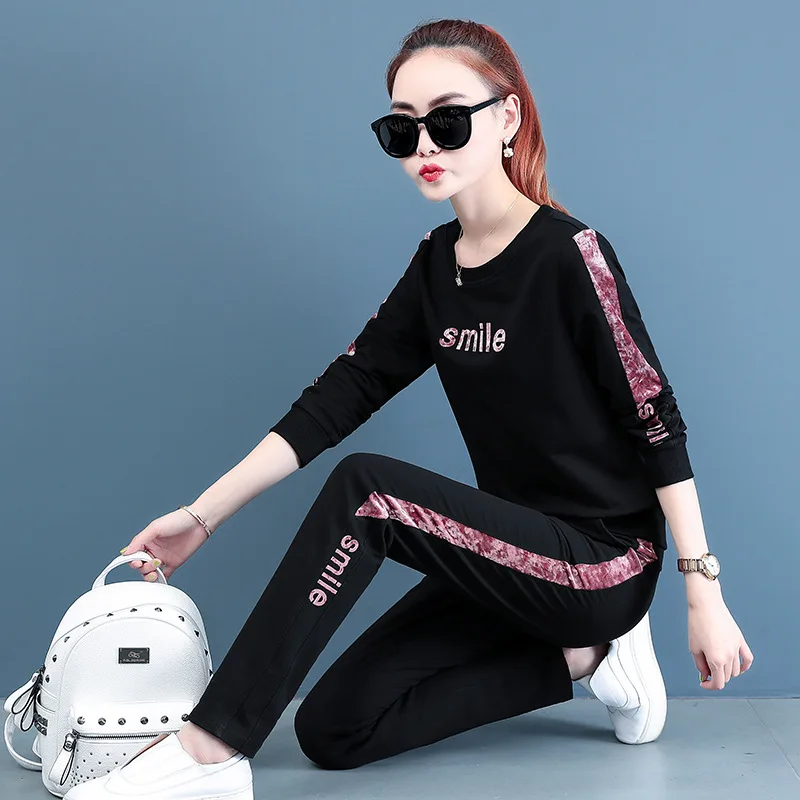 Женская одежда из двух частей размера плюс 4xl с круглым вырезом топ и штаны chandal