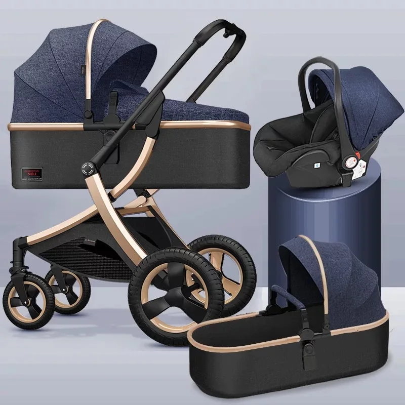 Stroller High Landscape,Baby Stroller 3 in 1 or 2 in 1 ,Folding Baby Carriage ,for 0-3 Years Two Way Newborn Pram,baby car