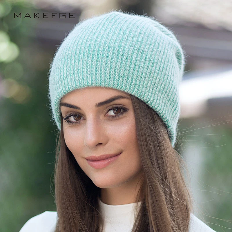 Женская зимняя шапка из кроличьего меха невинная головной убор теплая вязаная