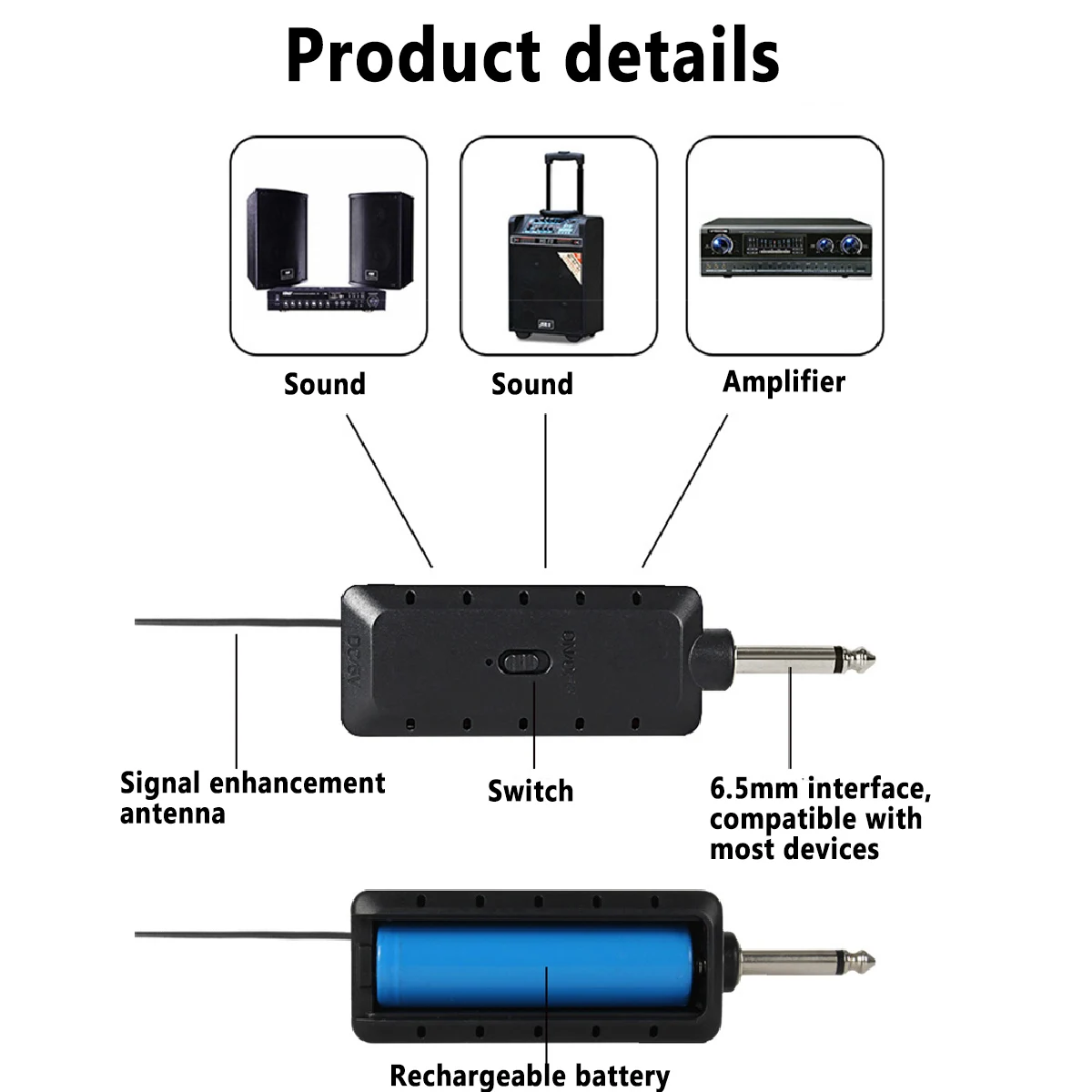 

2 IN 1 UHF USB 3.5mm Dual Channel Wireless Microphone Megaphone Handheld Mic with 100M Receiver for Karaoke Speech Loudspeaker
